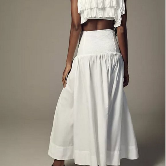 Anthropologie Maeve Poplin Tie Front Side Slit Skirt Maxi White XL NWT - Picture 3 of 8